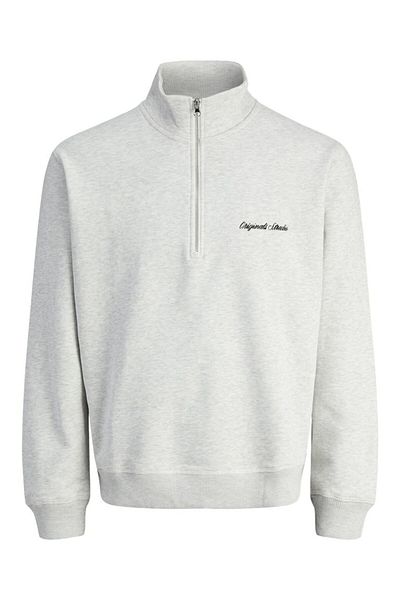 Jack & Jones Суитшърт с висока яка Erkek Gri Jornorrebro Emb Sn 12282899-Whitemela