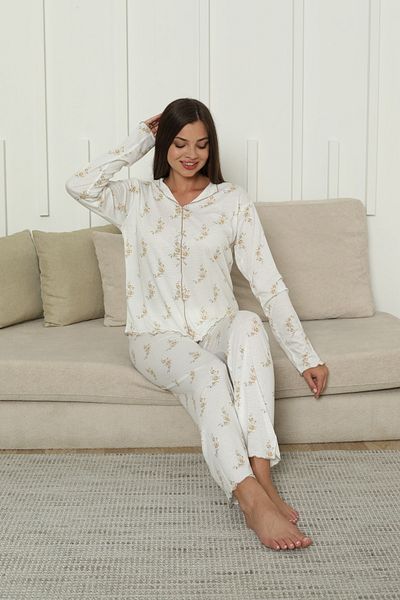 Sude HOMEWEAR ΓΥΝΑΙΚΕΙΟ ΣΕΤ ΠΙΤΖΑΜΑ ΜΑΚΡΥΜΑΝΙΚΟ ΜΕ ΚΙΤΡΙΝΟ ΜΟΝΤΕΛΟ