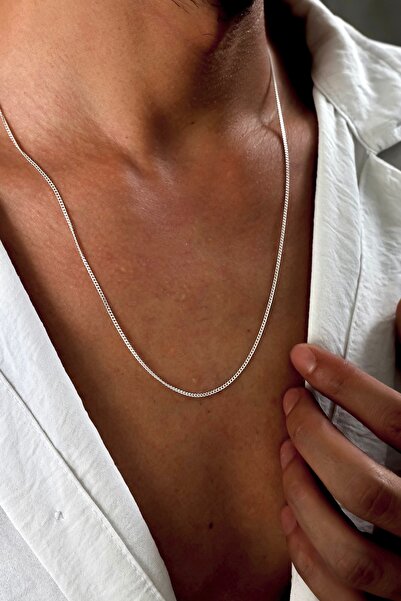 Ebrar Silver Gümüş İnce Zincir Kolye 925 Ayar Gümüş İnce Unisex Zincir Kolye