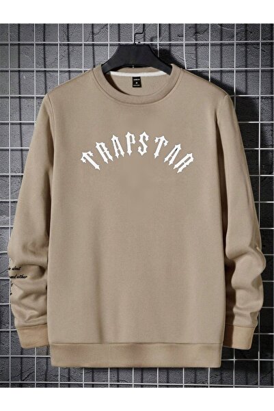 Harajuku Style لون بيج تان 3 خيوط مطبوعة مقاس كبير