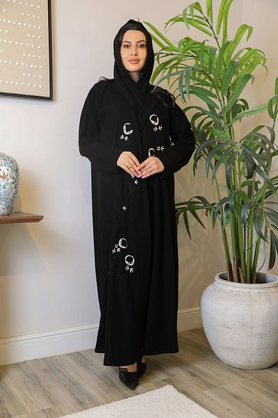 elegant veil Silk abaya with hand embroidery