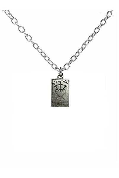 Herşey Nota قلادة على شكل بطاقة تارو على شكل قلب - مطلية بالزاماك مع سلسلة 60...