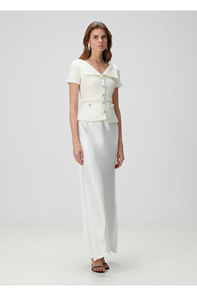 Self Portrait Krem Maksi Abiye Elbise