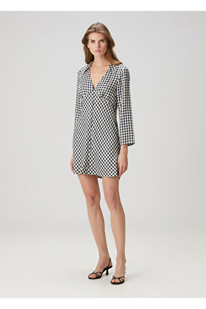 Rixos Jackie Lacivert Pötikareli Mini Elbise