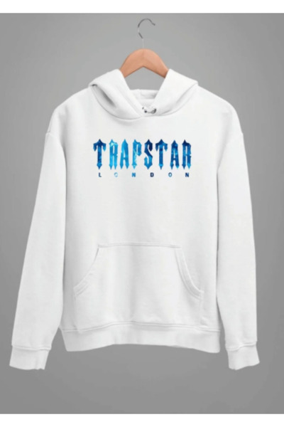 Harajuku Style Λευκό φούτερ με στάμπα Trap, Unisex, oversized/άνετη εφαρμογή,...