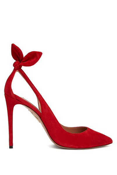 Aquazzura Bow Kırmızı Deri Topuklu Ayakkabı