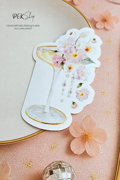 PEKSHOP Çiçekli Bride Konsept İsim Kartı Bride Parti Masa İsimliği 12li