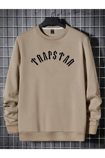 Harajuku Style لون بيج تان 3 خيوط مطبوعة مقاس كبير