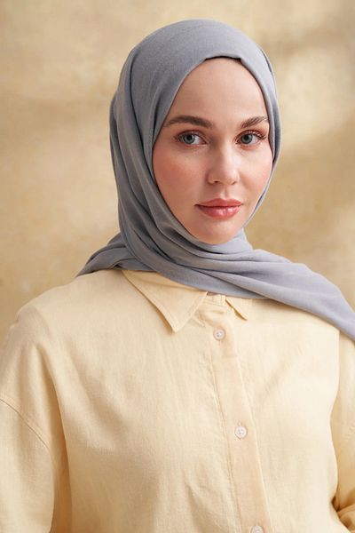 ARMANDA Gray Cotton Modal Aden Pattern Shawl 3355