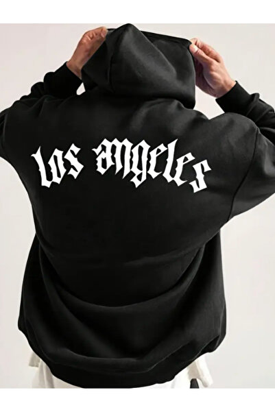 Harajuku Style Μαύρο μεγάλο μέγεθος Μαύρο oversize unisex με στάμπα και κουκούλα