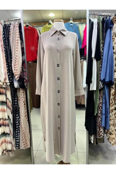 PERFECT 1517.1 ÖNÜ KARE DÜĞMELİ ÇITÇITLI GÖMLEK YAKA UZUN TUNİK YENİ SEZON #0...