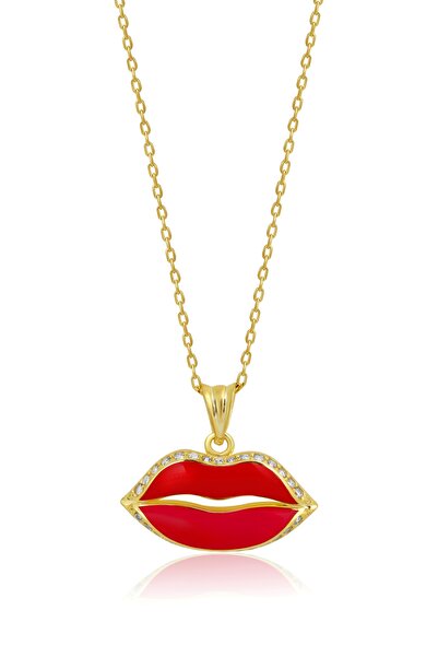 Argentum Concept 14 Ayar Altın Kaplamalı 925 Ayar Gümüş Dudak Kolye - N183501