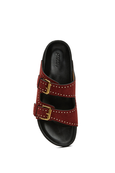 ISABEL MARANT Lennyo Bordo Kadın Deri Terlik