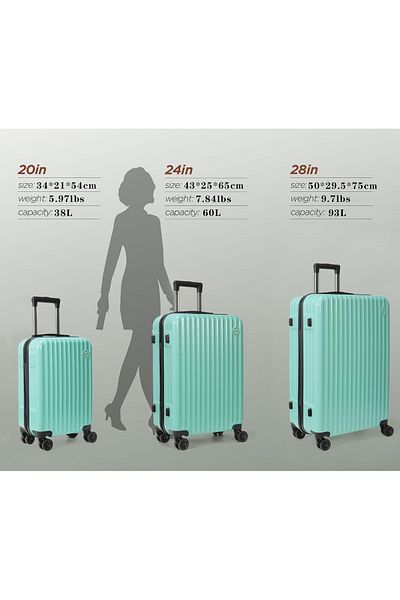 SUMAKA Luggage Travel Suitcase Trolley Bag - Set of 3 pcs - With Spinner Wheels (20”+24”+28” inch)