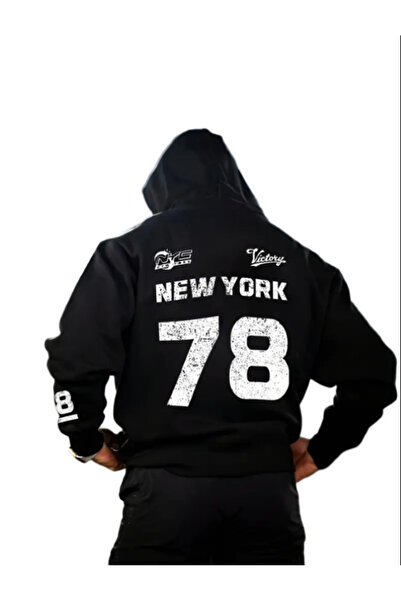 Harajuku Style Μαύρο μεγάλο μέγεθος Μαύρο oversize unisex με στάμπα και κουκούλα