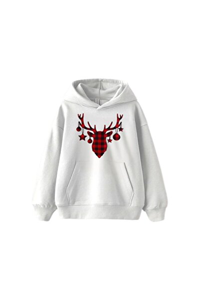 Harajuku Style Hanorac unisex supradimensionat cu tematică albă de Anul Nou (...