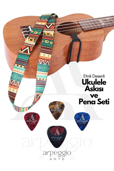 arpeggio ARTE Ukulele Askısı + 3’lü Pena + Pena Kutusu Seti – Pratik ve Şık Ukulele Aksesuar Seti