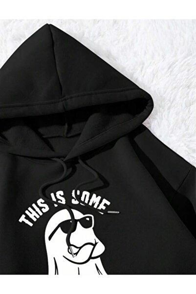 Harajuku Style Μαύρο με στάμπα και κουκούλα Oversize Unisex