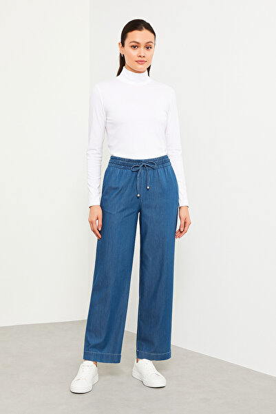 Doque 59085 BELİ LASTİKLİ İPLİ KOT TANSEL PANTOLON #03-25#