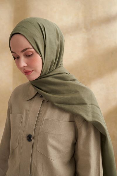 ARMANDA Khaki Cotton Modal Aden Pattern Shawl 3355