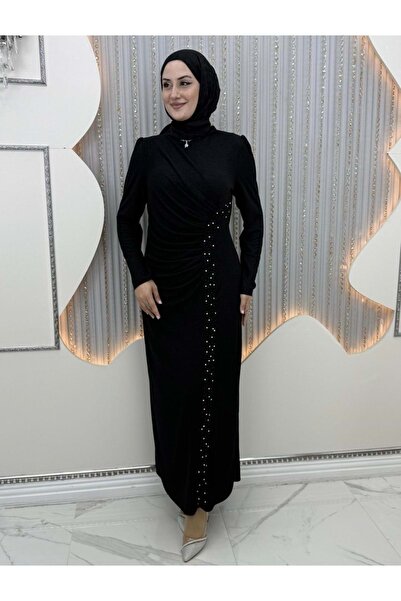 Tane 25Y4757 ABİYE FULL SİMLİ TAŞLI DRAPEİ SİYAH