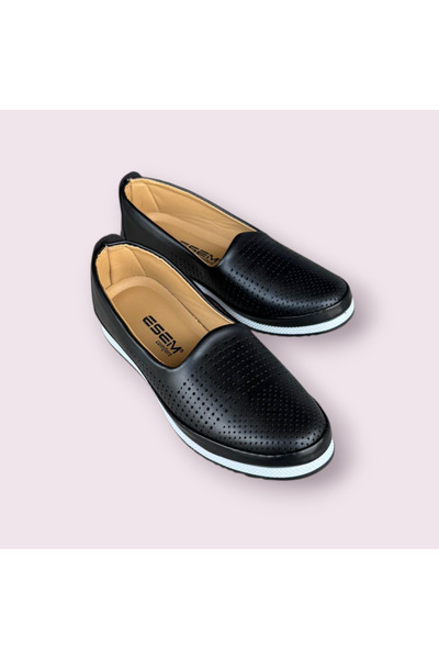 Esem Women's Black Tan Orthopedic Sole Mother Shoes Ballerinas