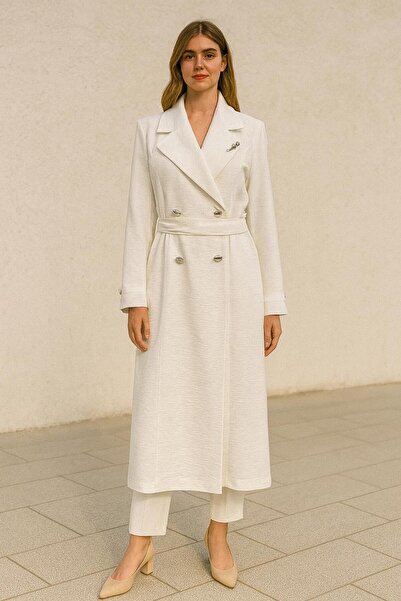 PERFECT 25223 ÖNÜ DÜĞMELİ KOLU DÜĞME VE KAT DETAYLI ÖNÜ CEPLİ BELİ BAĞLAMALI GİY ÇIK KAP #03-25#