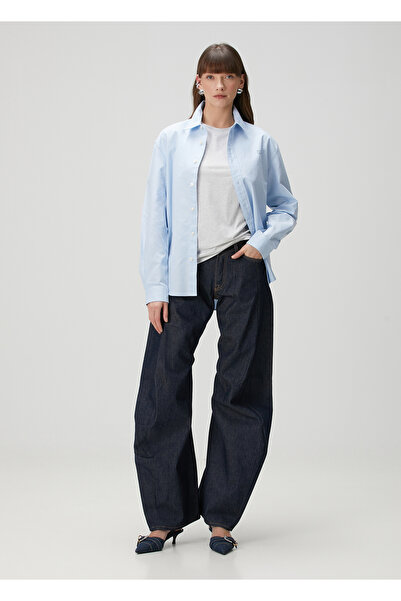 Acne Studios Lacivert Curved Leg Jean Pantolon