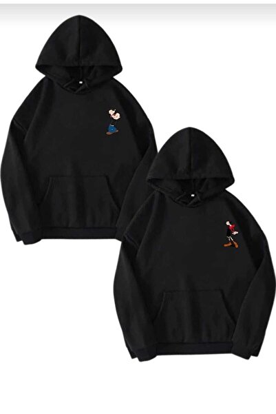 Harajuku Style Combinație de cuplu de îndrăgostiți oversize negru