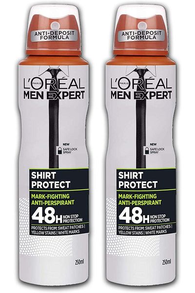 L'oreal Loreal Men Expert Shirt Protection Refreshing Anti-Perspirant Body Spray 250ml (Pack of 2)