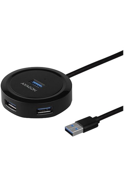 Axagon HUB USB Rotund, 4x USB 3.2 Gen 1, HUE-P1A, Alimentare Micro USB, Cablu USB-A 30 cm