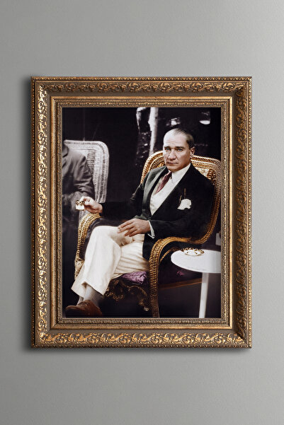 epiqart Mustafa Kemal Atatürk - Vintage Desenli Çerçeve