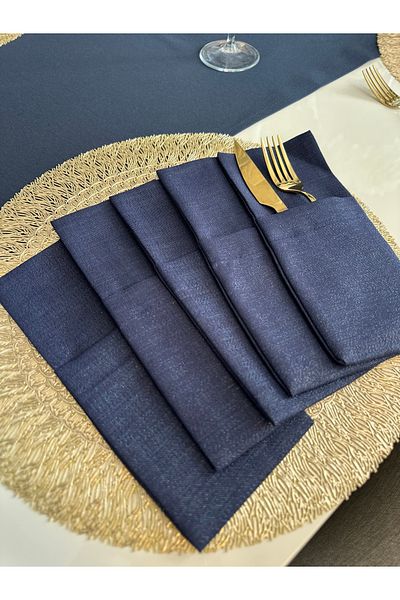 Decamor home Tacâmuri albastru bleumarin cu sclipici 6 buc
