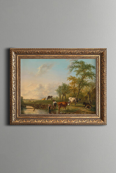 epiqart Peisaj cu vaci - Cadru cu model vintage