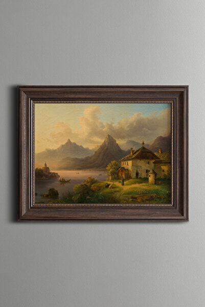 epiqart Bergsee ile Manzara - Vintage Desenli Çerçeve