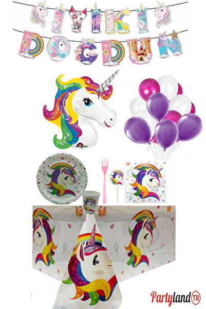 PartylandTR Unicorn 8 kişilik Doğum Günü Parti Seti
