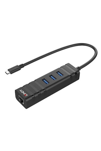 LİNDY Hub USB 3.1 Tip-C, 3x USB-A, 1x RJ45