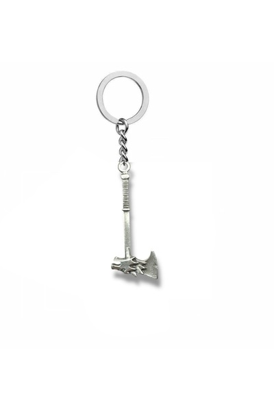 Herşey Nota Breloc cu figurină de topor cu cap de lup – Accesoriu unisex mitologic din metal Zamak