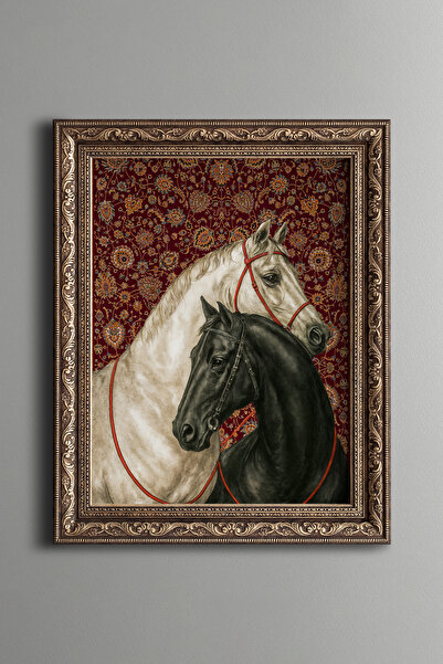 epiqart Bozkırın Atları - Vintage Desenli Çerçeve