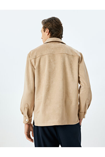 Koton Μπουφάν από ψεύτικο σουέτ πουκάμισο με κανονική εφαρμογή με λεπτομέρεια τσέπης με πτερύγιο