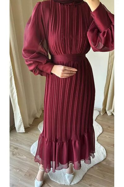 Efour Pleated Chiffon Hijab Dress