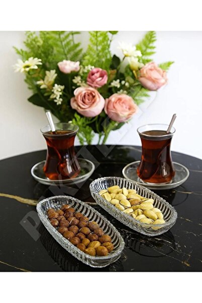 Nest Nookk طبق صفيحة زجاجية على شكل قارب من نست نوك - وعاء تقديم - وعاء للوجبات الخفيفة