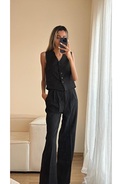 MODA مجموعة بنطلون سترة سوداء