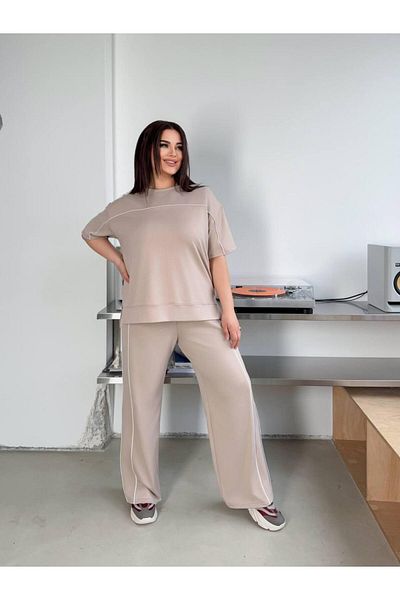 Bigsize Women's plus size tracksuit 8189 - Beige, 4XL