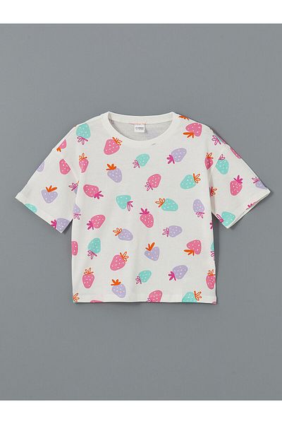 LC Waikiki Set de pijamale pentru fete cu gât crew cu pantaloni scurți