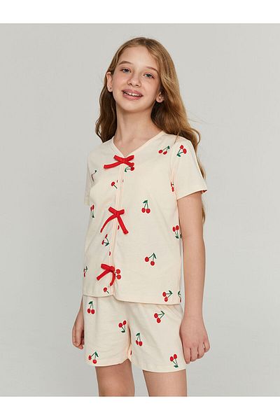 LC Waikiki Set pijamale pentru fete cu pantaloni scurți Combinație mamă fiică