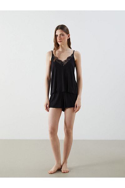 LC Waikiki Set de pijamale pentru femei cu decolteu în V și pantaloni scurți
