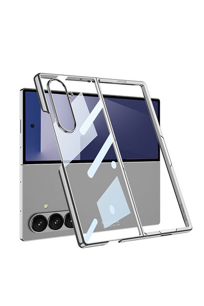 m.tk moveteck Samsung Galaxy Z Fold 7 Case Back Transparent Glass Edges Metallic Colorful Inlaid Titanium Gkk Cover