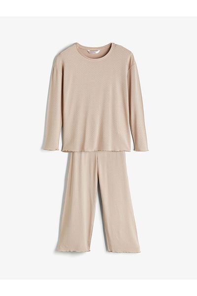 LC Waikiki Set pijamale pentru damă cu buline cu decolteu rotund