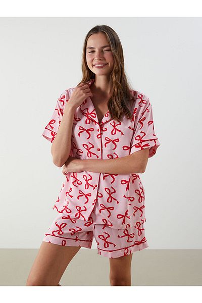LC Waikiki Set de pijamale pentru femei cu imprimeu panglică